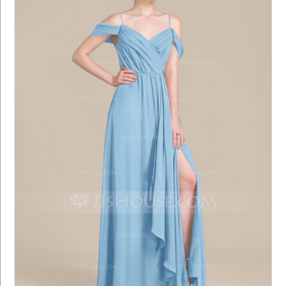 Steel blue JJs house bridesmaid dress